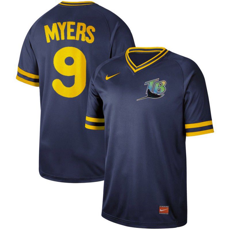 Men Tampa Bay Rays 9 Myers Blue Nike Cooperstown Collection Legend V-Neck MLB Jersey
